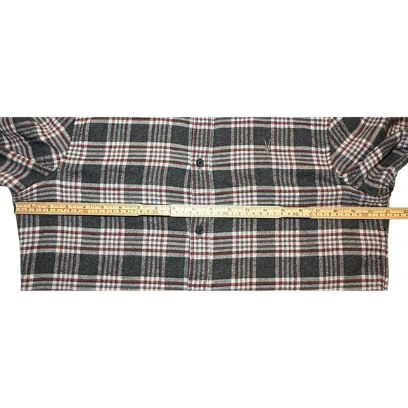 ALLSAINTS Gaines Long‎ Sleeve Flannel Shirt Men's M Plaid Button Up Ramskull - Picture 10 of 11